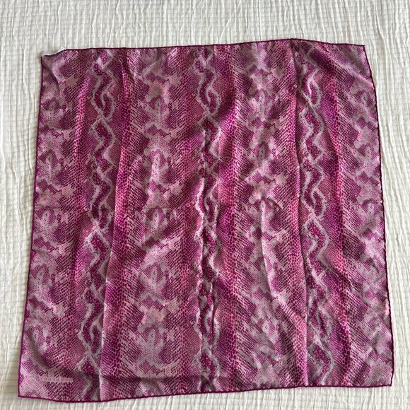 Burberry Pink Snakeskin Animal Print Silk Square Scarf - Picture 6 of 7